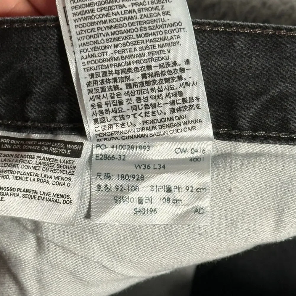 Levis Jeans Mens Size‎ 36x34 Black 514 Straight Leg Denim Fade Casual Cotton